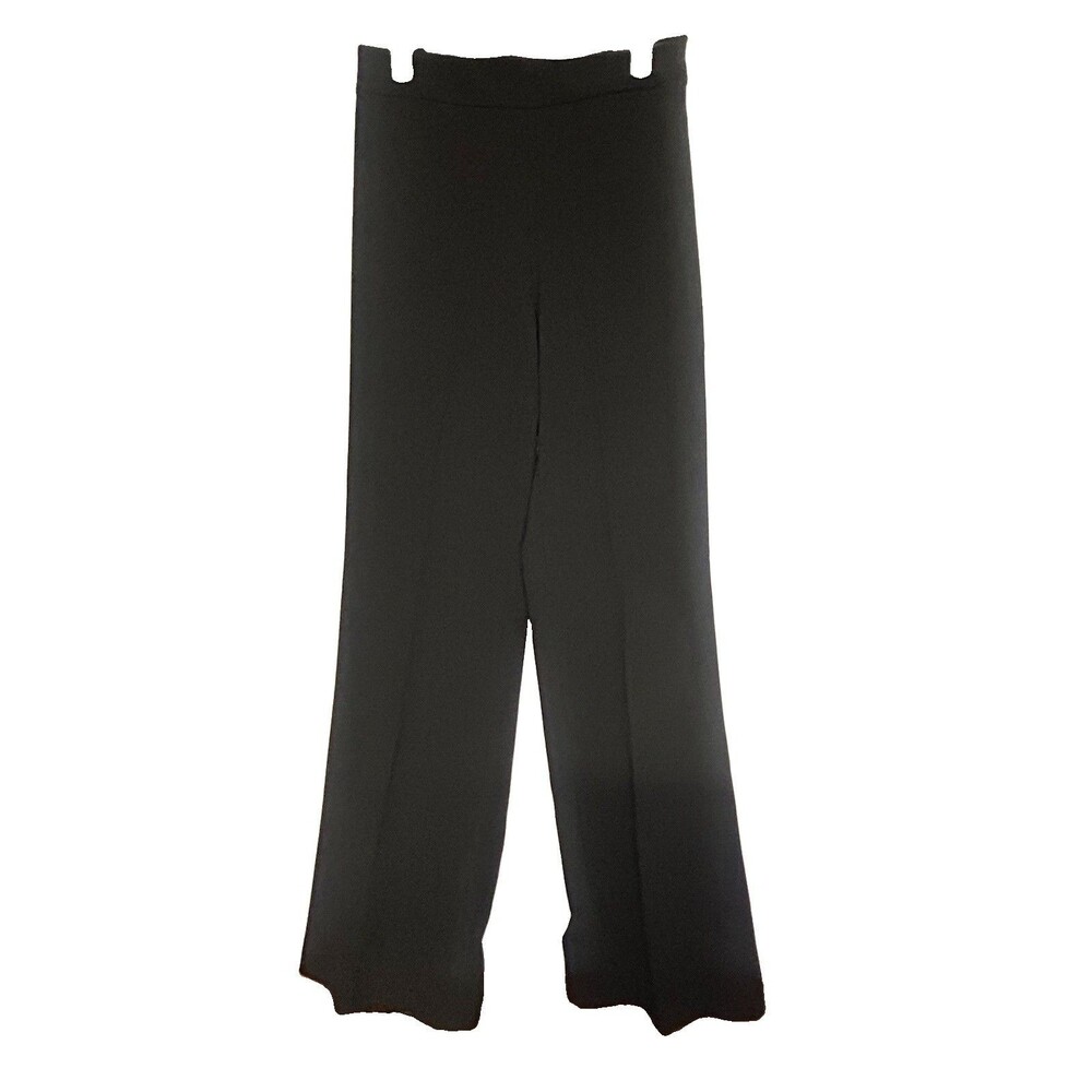 Zara High Waist Black Trousers Size Medium Wide Leg Side Zip Classic Career Wear